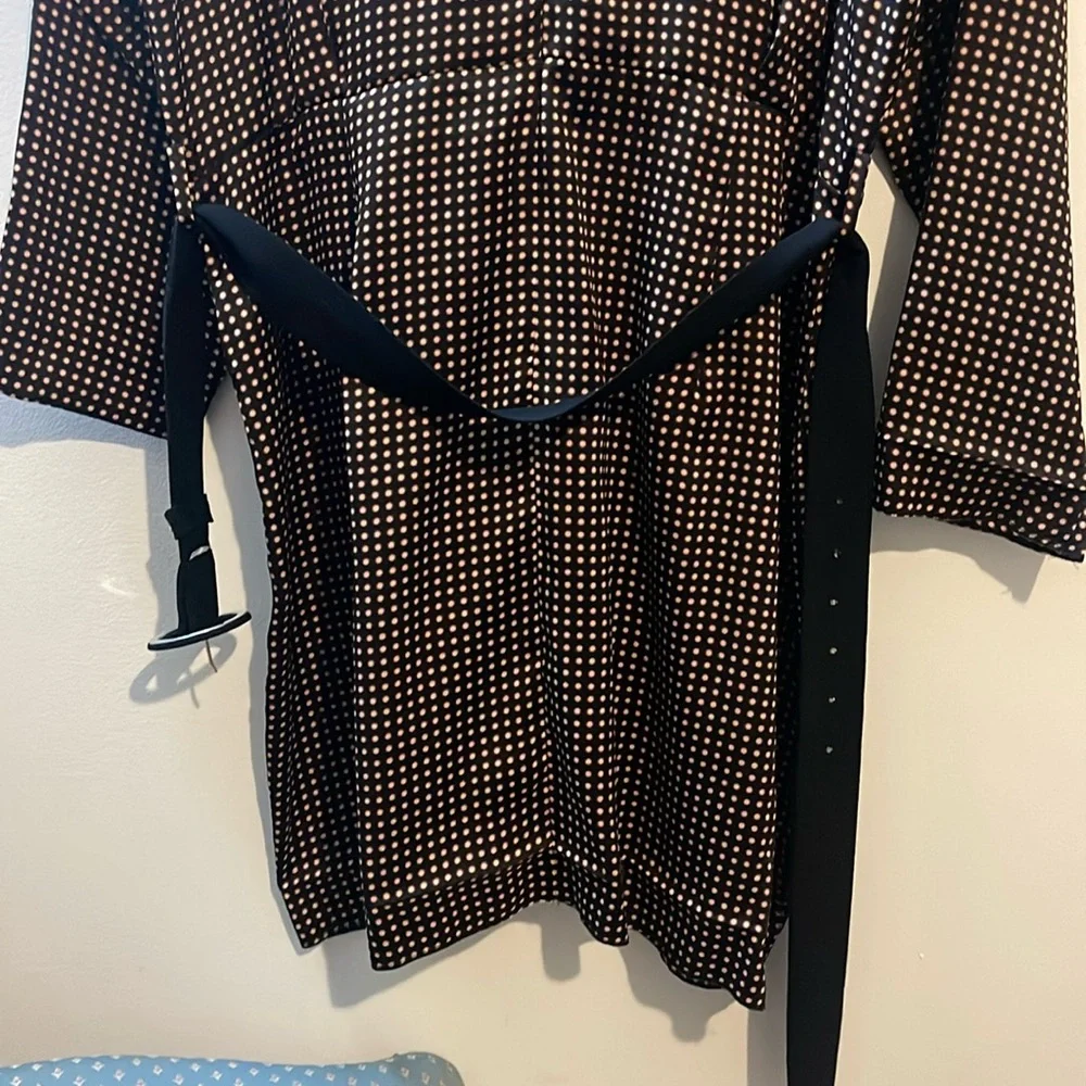 Zara Black and White Polka Dot Midi Dress with Bow Scarf - Picture 7 of 8